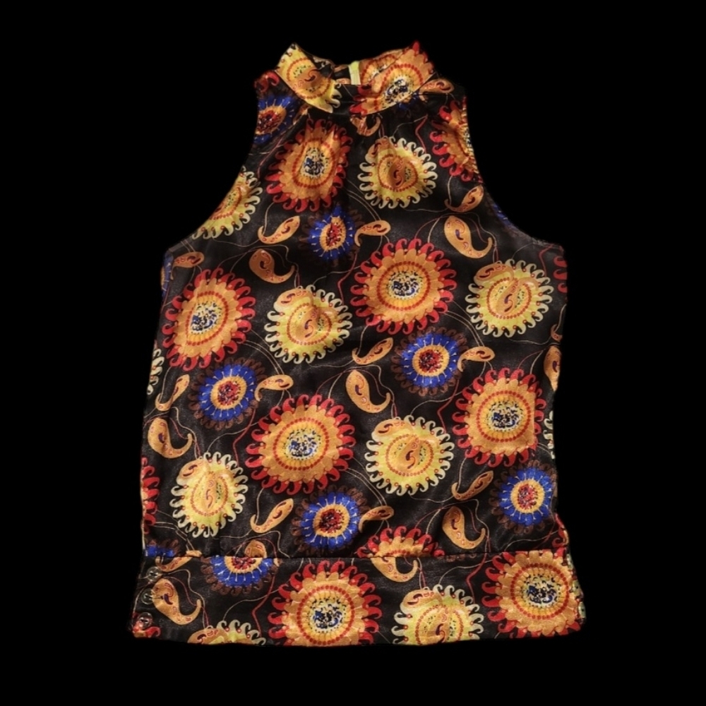 Colorful Mock Neck Top
